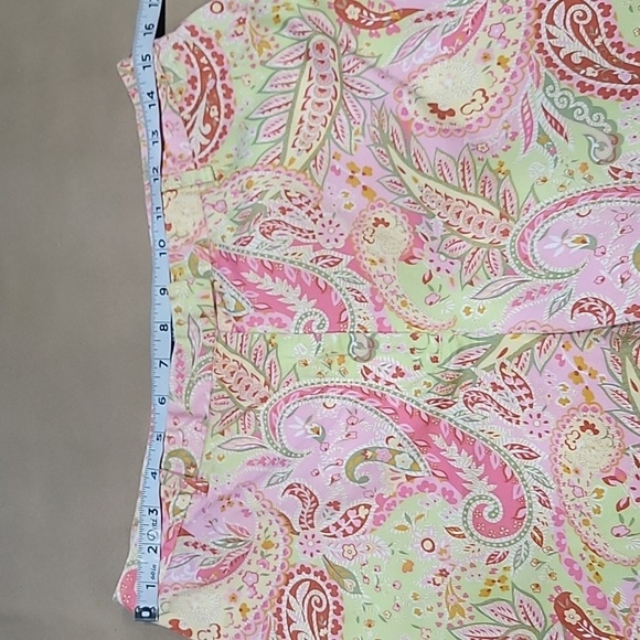 Charter Club Golf Size 10 Pistachio Green and Pink Paisley Ankle Length Pants - Picture 6 of 12